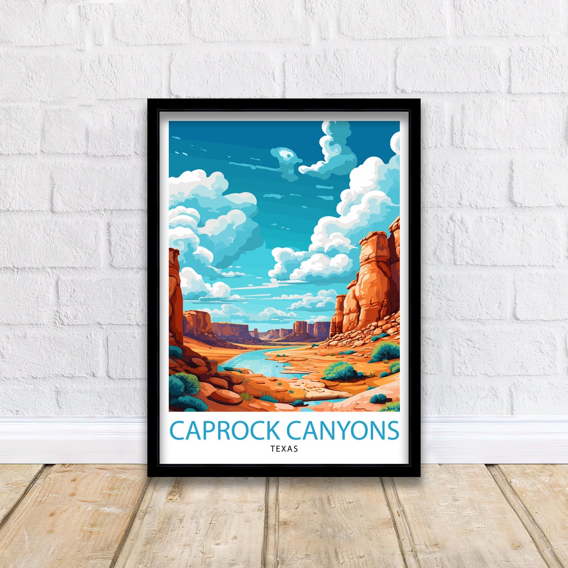 Caprock Canyons Texas Red Rock Canyon Illustration Travel Poster - Image 2
