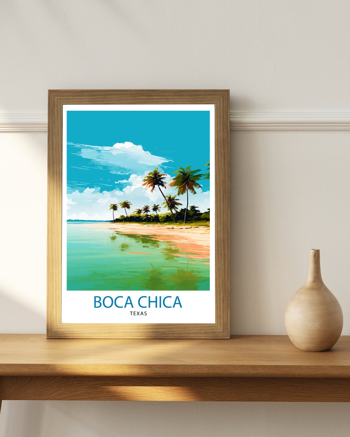 Boca Chica Texas Turquoise Lagoon Shore and Palm Grove Poster - Image 3