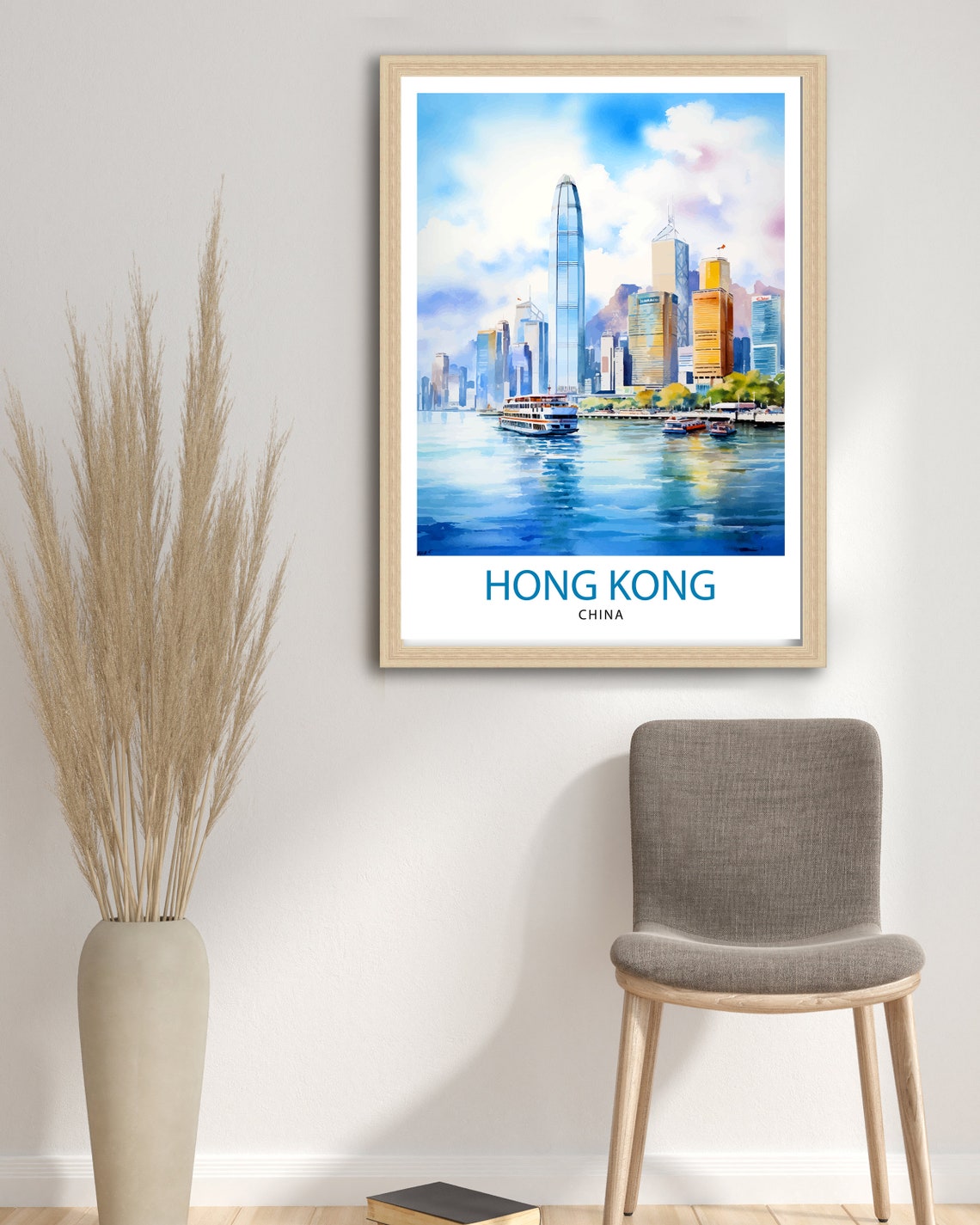 Hong Kong Travel Print Hong Kong Poster Hong Kong Art Hong Kong Wall Art Hong Kong Skyline Hong Kong Travel Poster Hong Kong - Image 2