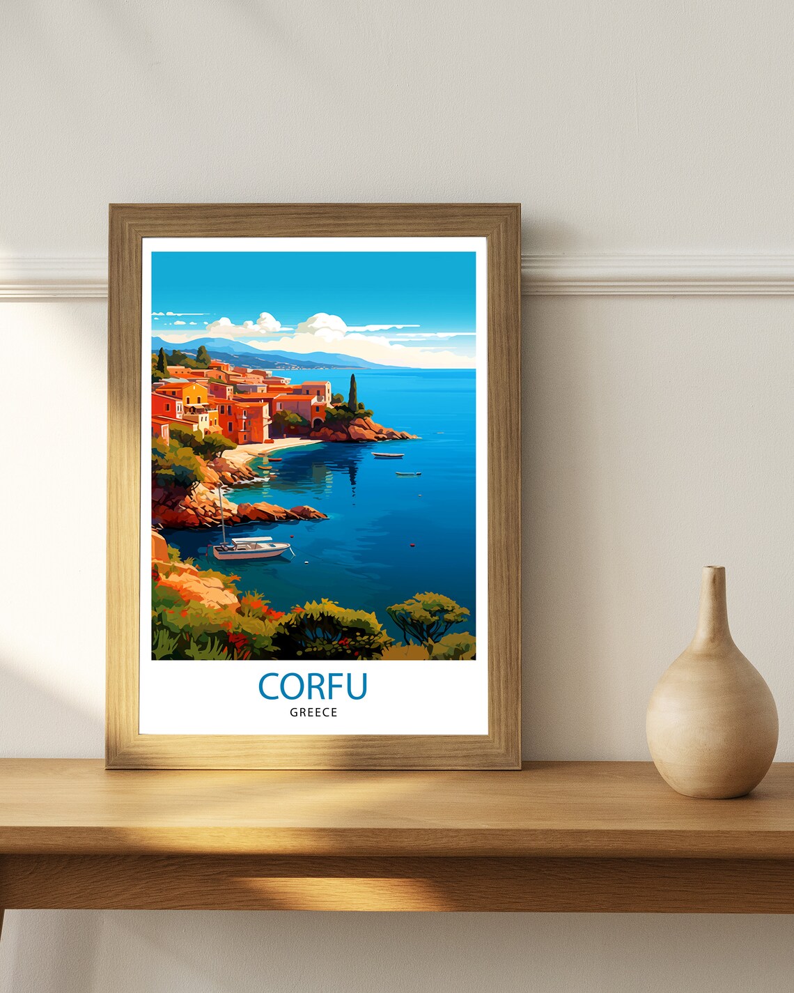 Corfu Greece Ionian Island Coastal Town Harbor Travel Poster - Image 2