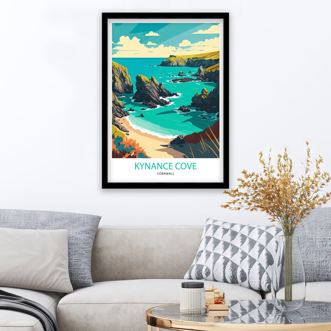 Kynance Cove Cornwall Travel Poster, Travel Print - Image 2