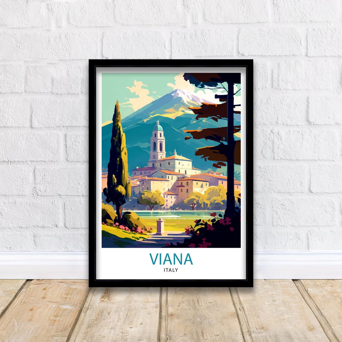 Viana Italy Travel Print Viana Wall Decor Viana Home Living Decor Viana Italy Illustration Travel Poster Gift For Viana Italy Home Decor - Image 2