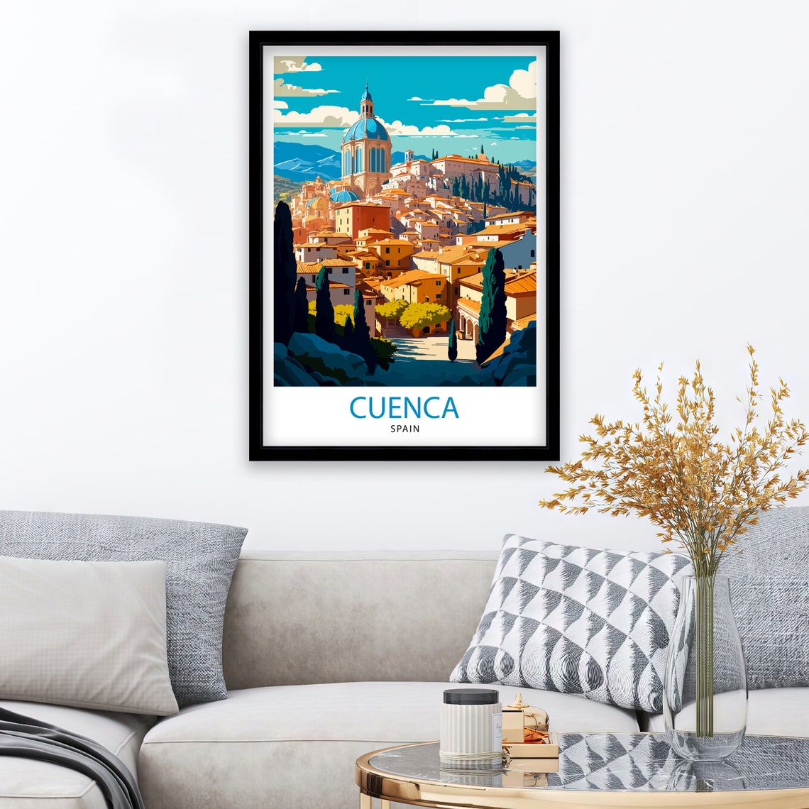 Cuenca Spain Hilltop Cathedral Old Town Golden Light Travel Poster - Image 2