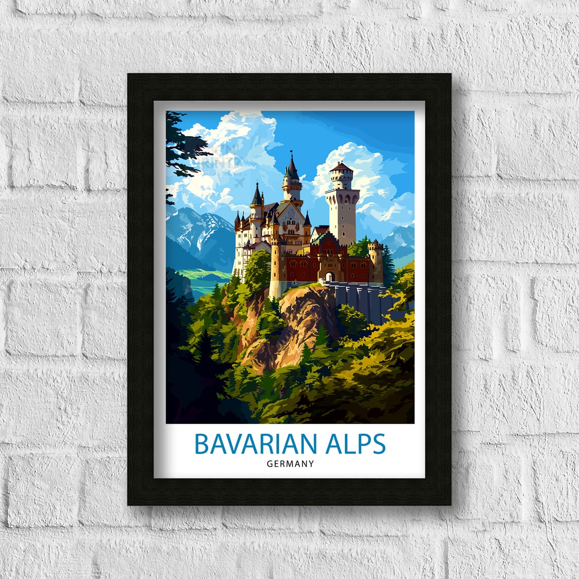 Neuschwanstein Castle Bavarian Alps Germany Fairytale Art Poster - Image 3