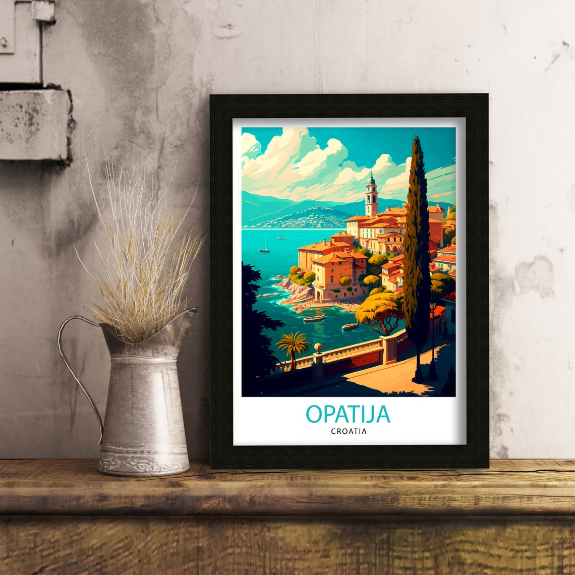 Opatija Croatia Adriatic Coast Villa Town Cypress View Poster - Image 2