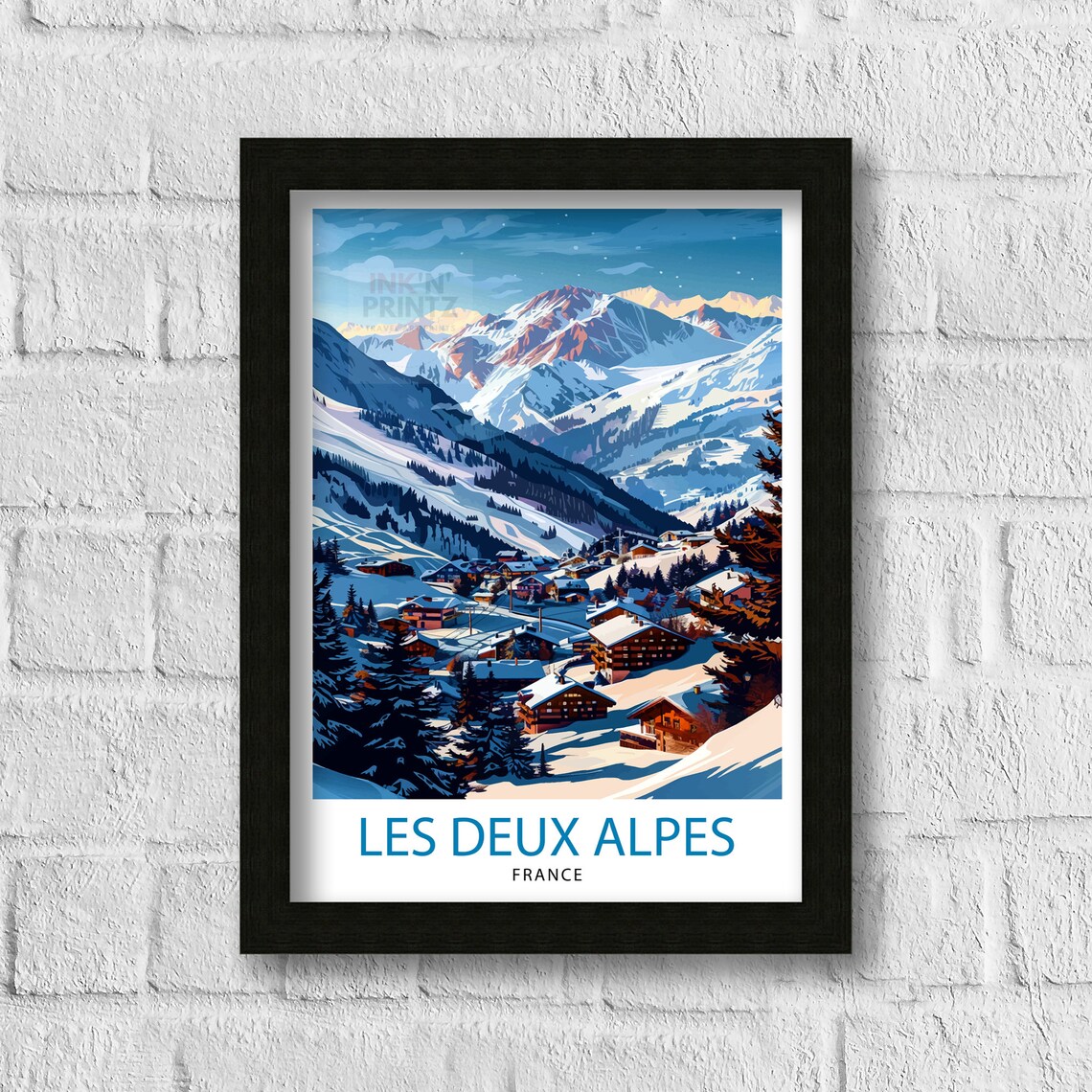 Les Deux Alpes Travel Poster, France Ski Resort - Image 3