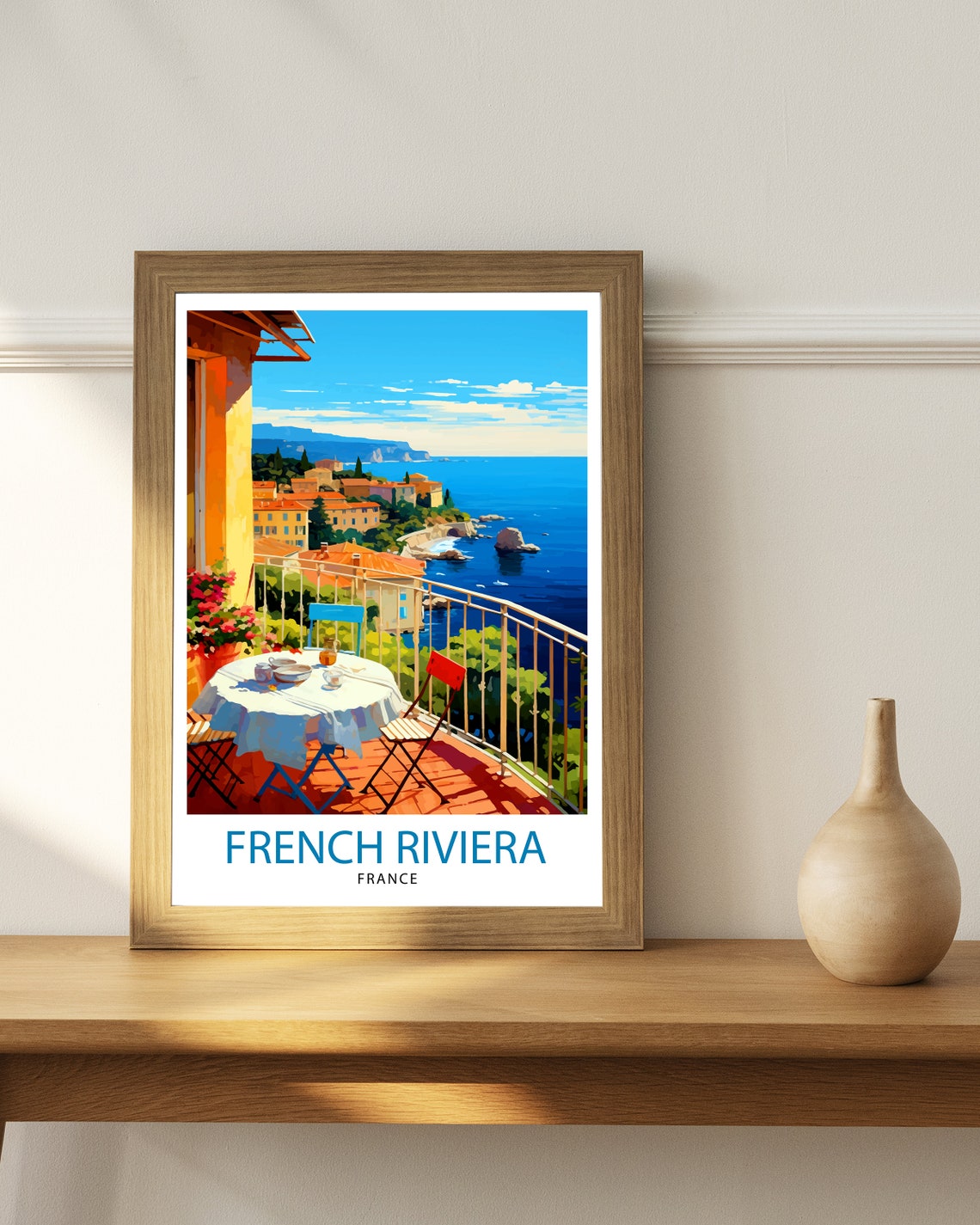 French Riviera Travel Print Riviera Wall Decor French Riviera Poster Mediterranean Travel Prints Riviera Art Print French Riviera - Image 2