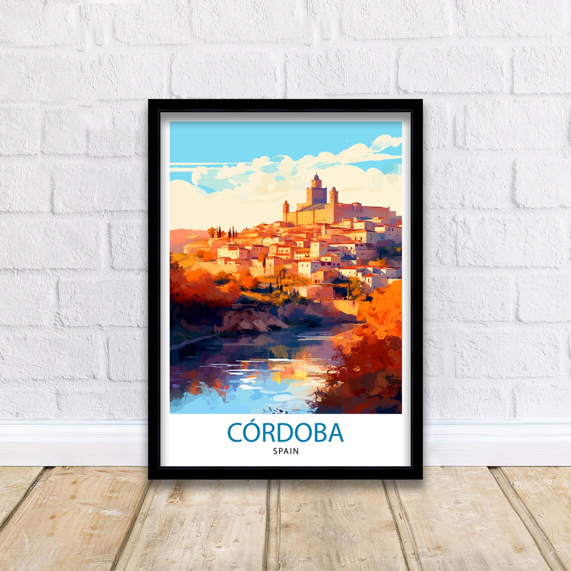 Cordoba Spain Old Town Riverside Sunset Reflections Travel Poster - Image 2