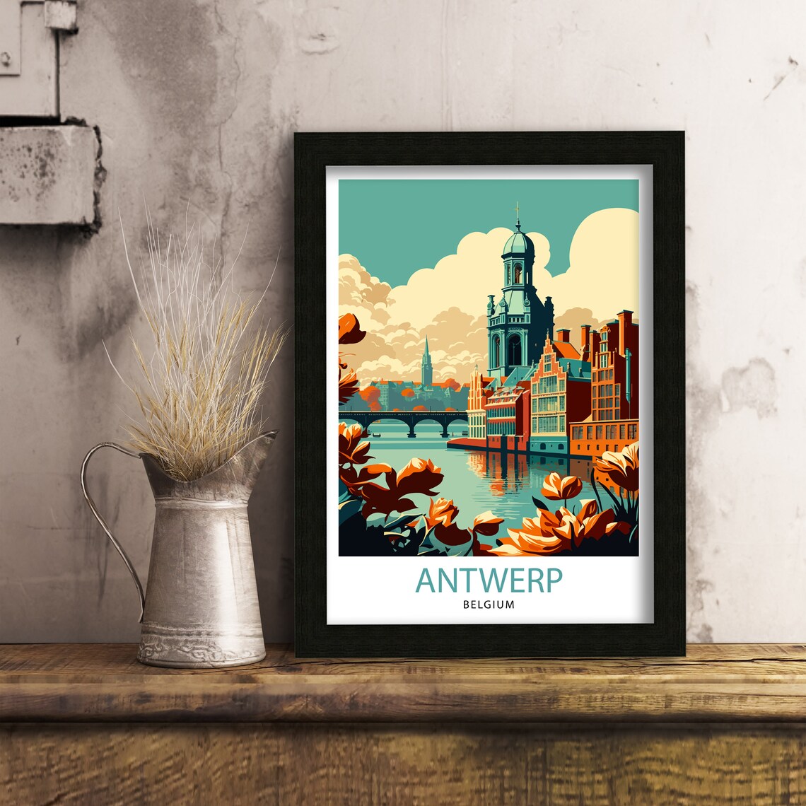 Antwerp Belgium Travel Poster, European City Art - Image 2