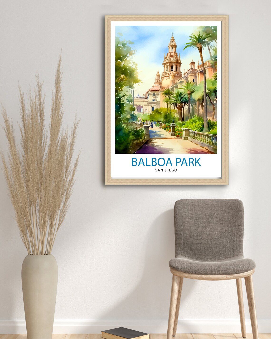 Balboa Park San Diego California Tower Garden Watercolor Poster - Image 3