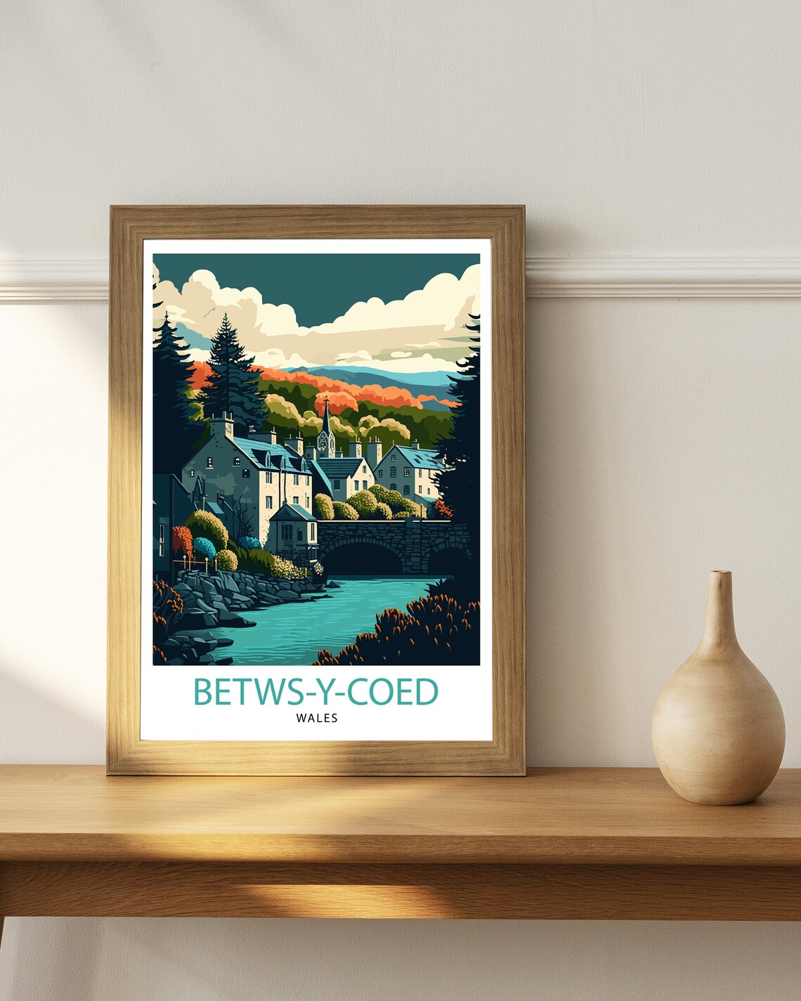 Betws Y Coed Travel Poster, Wales Illustration - Image 3