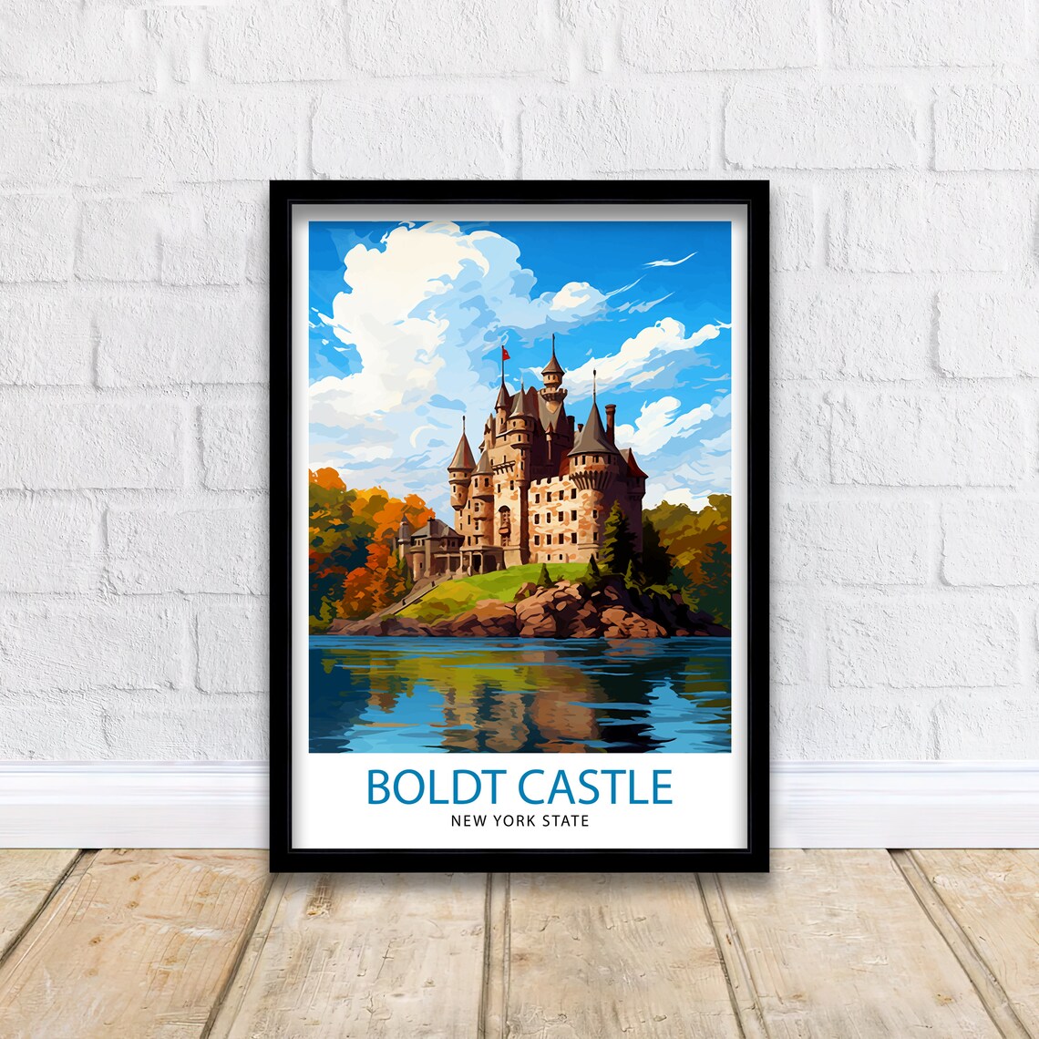 Boldt Castle New York State Island Castle Autumn Lake Art Poster - Image 2