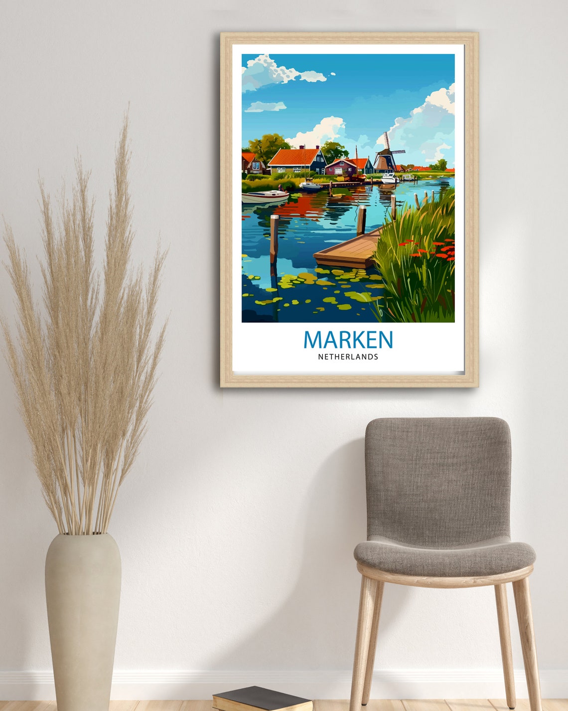 Marken Netherlands Dutch Village Windmill Canal Travel Poster - Image 2