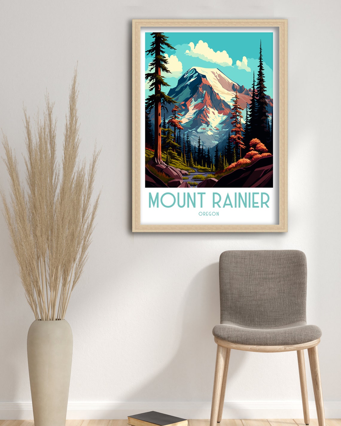 Mount Rainier Oregon Snow Capped Peak Pine Forest Mountain View Poster - Image 3