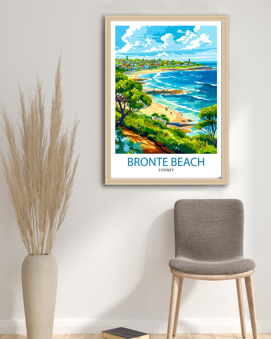 Bronte Beach Sydney Surf Bay and Headland Ocean Scene Poster - Image 2