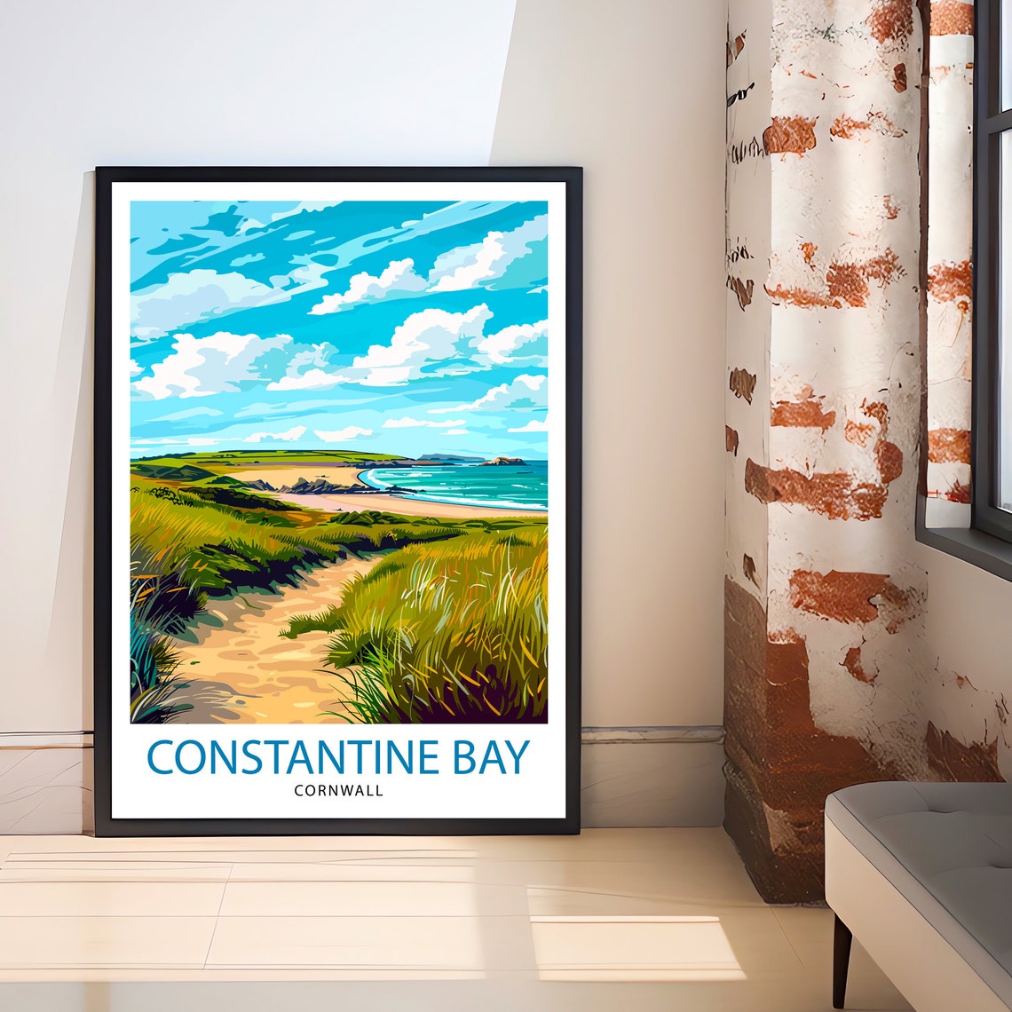 Constantine Bay Cornwall Dune Path Sandy Beach Travel Poster - Image 3