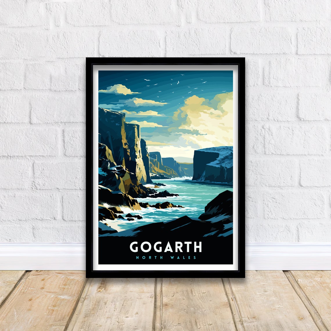 Gogarth North Wales Dramatic Dusk Sea Cliffs Seabirds Moody Poster - Image 2
