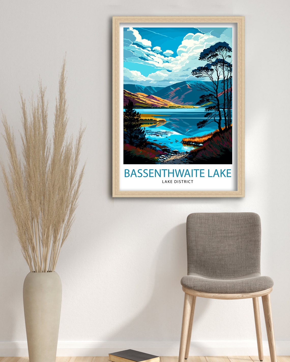 Bassenthwaite Lake District Lakeside Fells Pine Trees Art Poster - Image 3