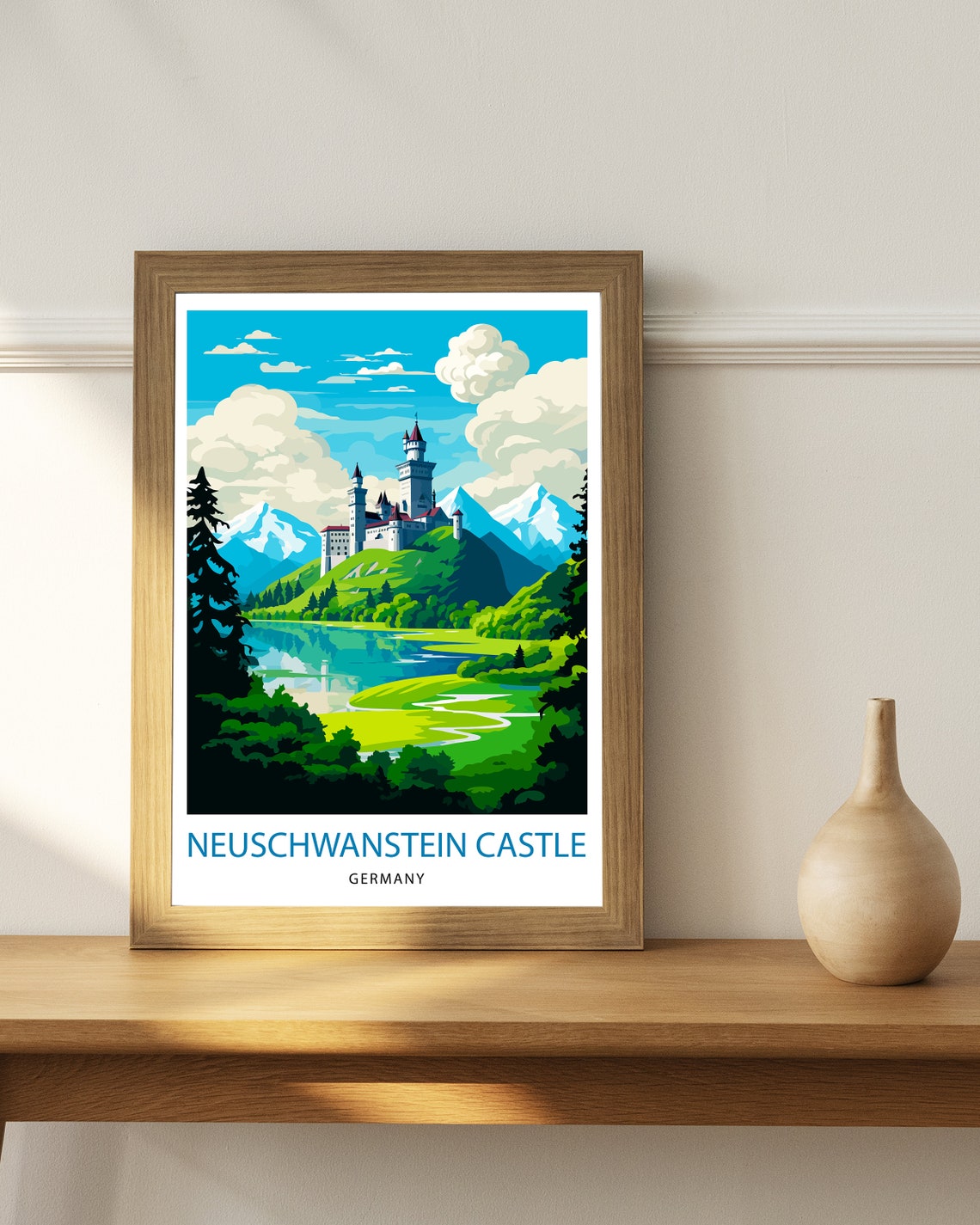 Neuschwanstein Castle Germany Fairy Tale Mountain Lake Art Poster - Image 3