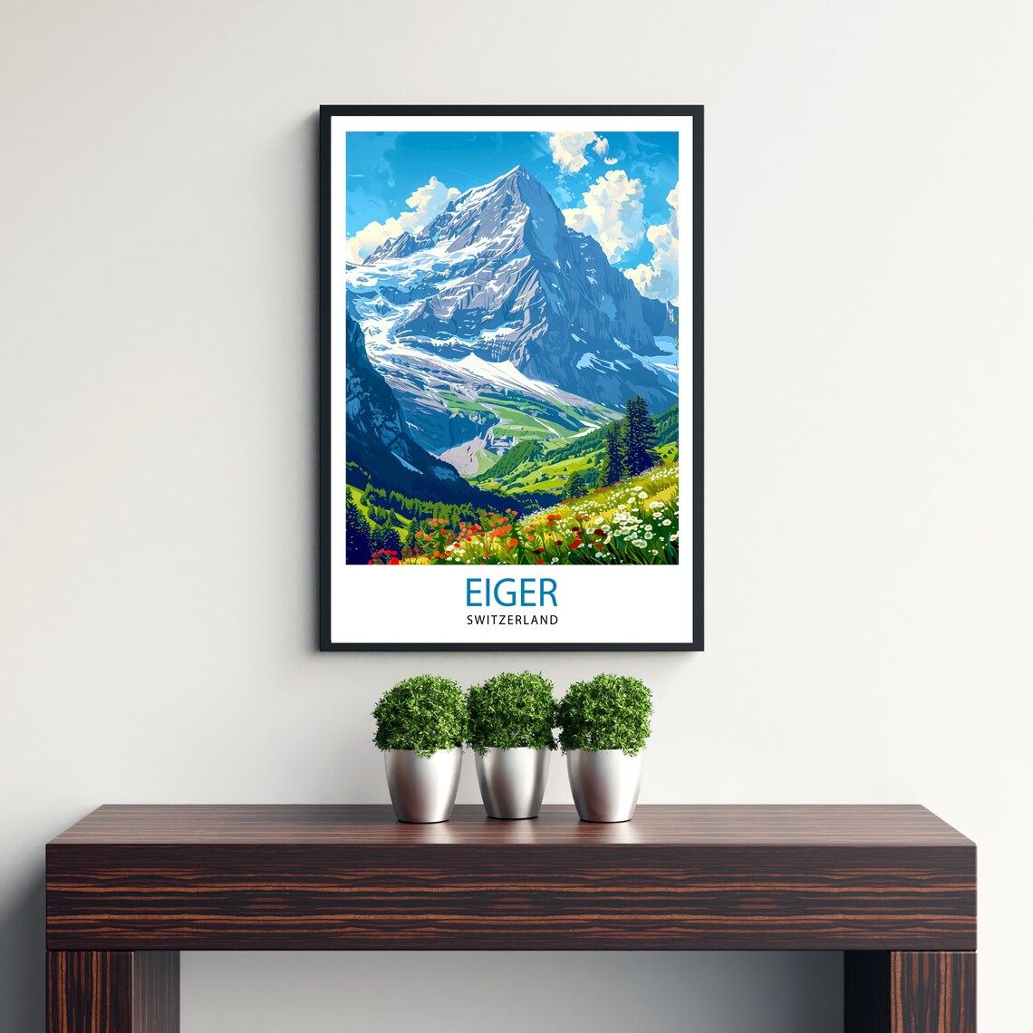 Eiger Mountain Switzerland Travel Poster, Wall Decor - Image 3