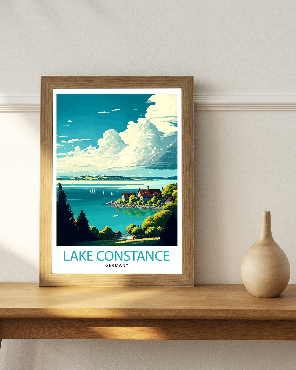 Lake Constance Germany Shoreline Sailboats Summer Day Poster - Image 2