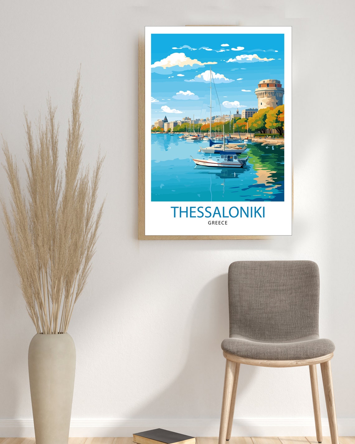 Thessaloniki Greece White Tower Seaside Harbor Travel Poster - Image 3
