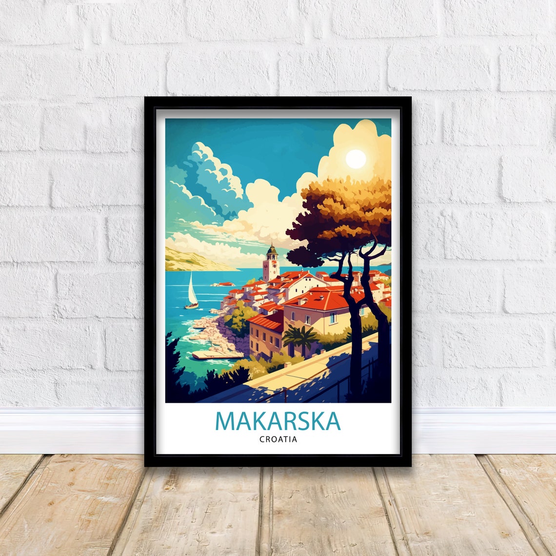 Makarska Croatia Travel Print Makarska Wall Decor Makarska Home Living Decor Makarska Croatia Illustration Travel Poster Gift For Makarska - Image 2