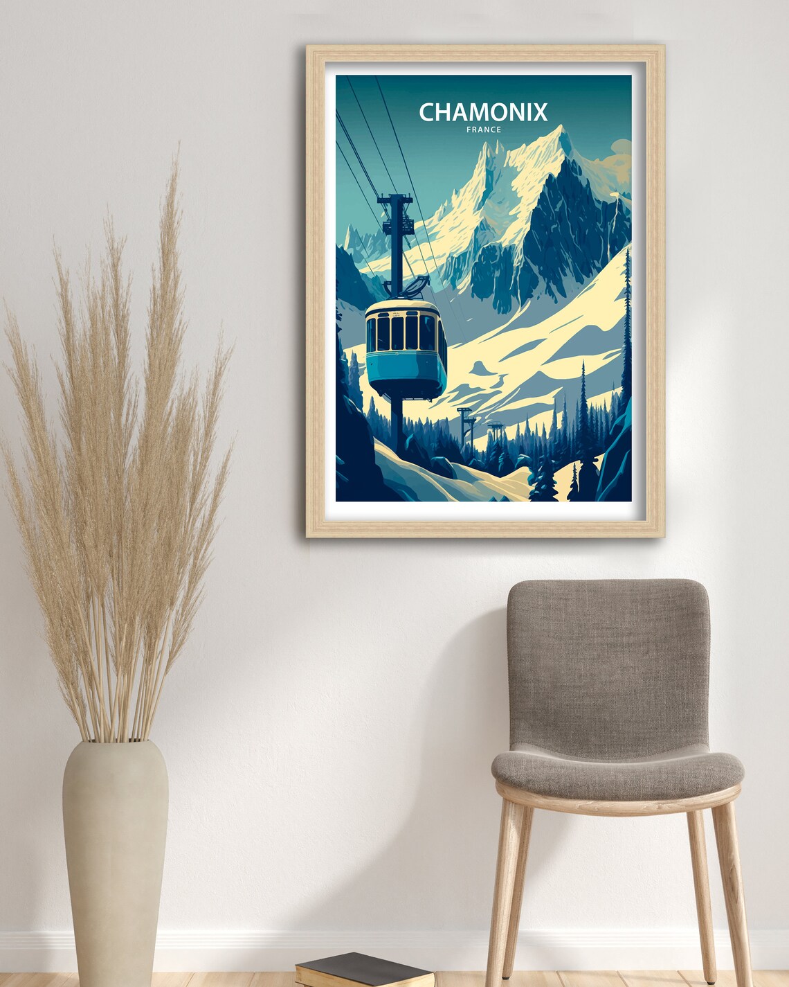 Chamonix Travel Poster, Skiing Travel Poster France - Image 3