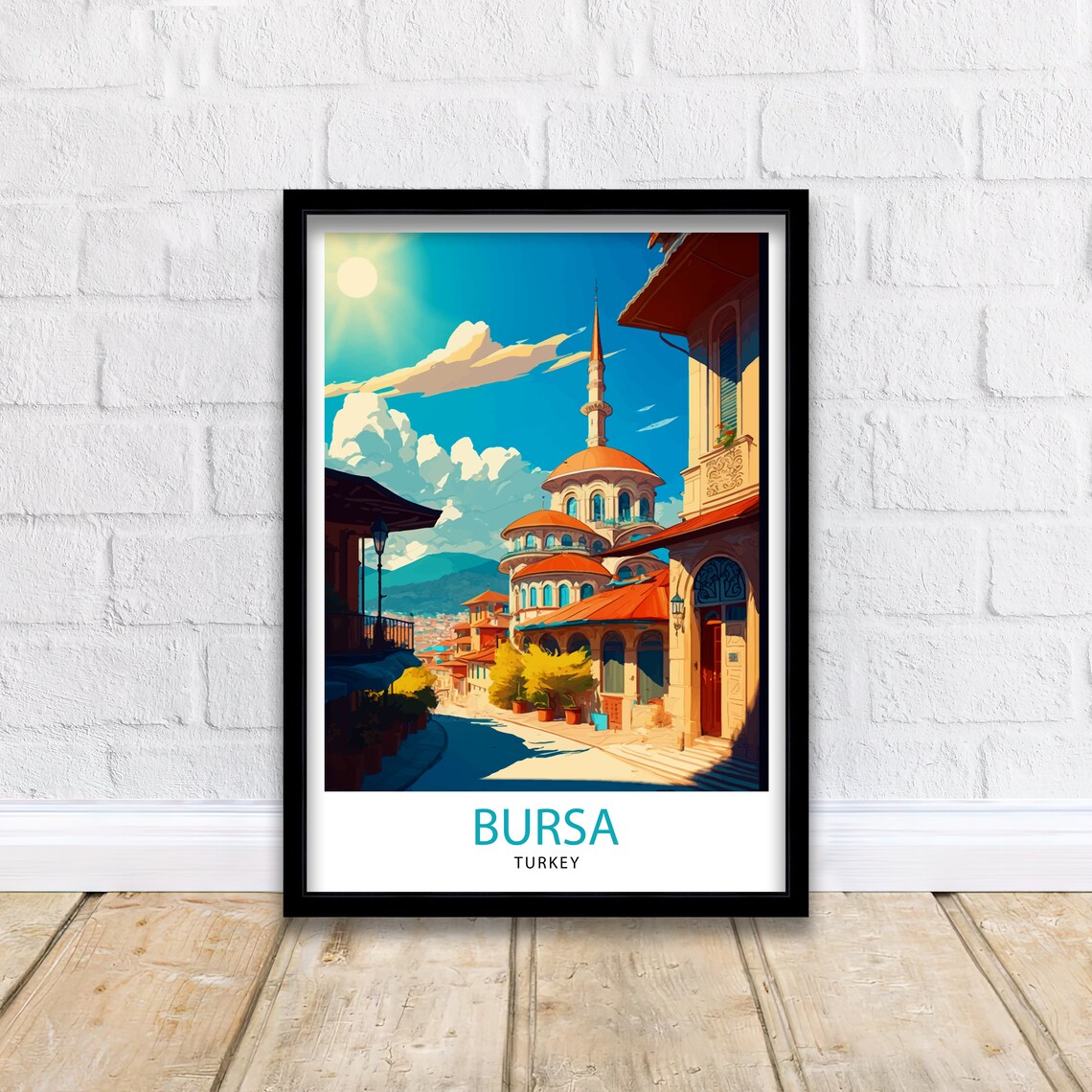 Bursa Turkey Ottoman Mosque Domes Historic Street City Poster - Image 2