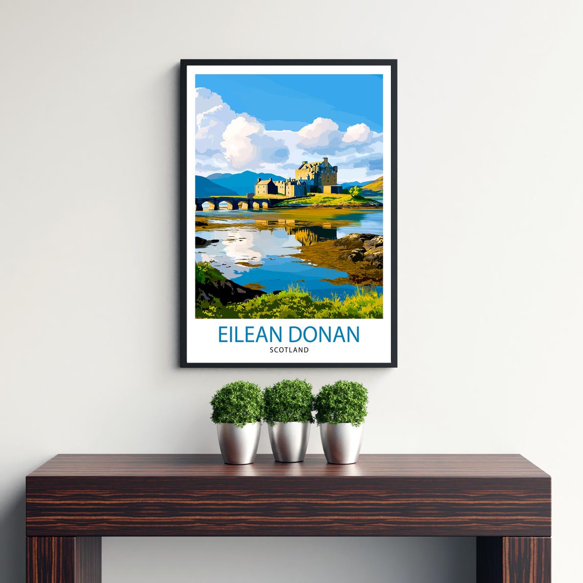Historic Eilean Donan Castle Scotland Loch Mountain Travel Poster - Image 3