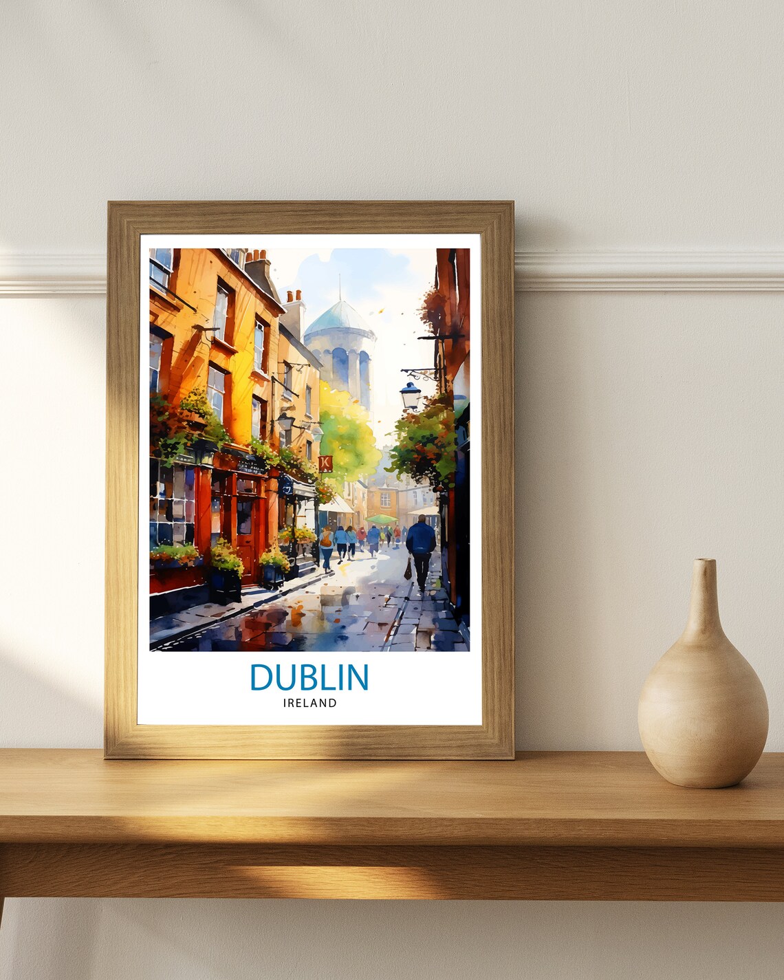 Dublin Ireland Cityscape Print, Temple Bar Scene - Image 2