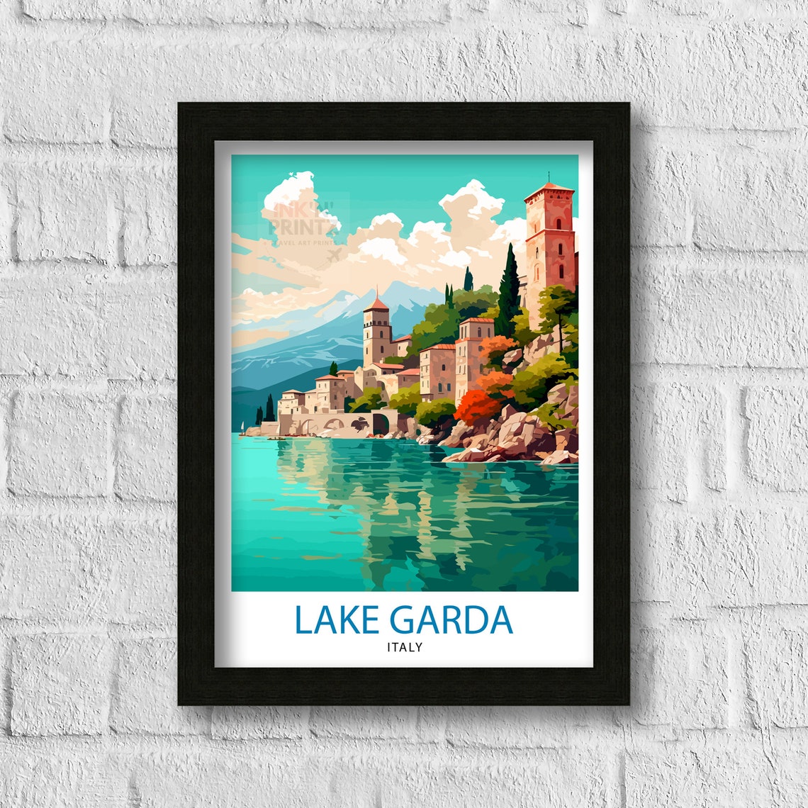 Lake Garda Italy Travel Print Lake Garda Wall Art Italy Travel Poster Lake Garda Home Decor Italy Illustration Gift For Italy Lovers - Image 3