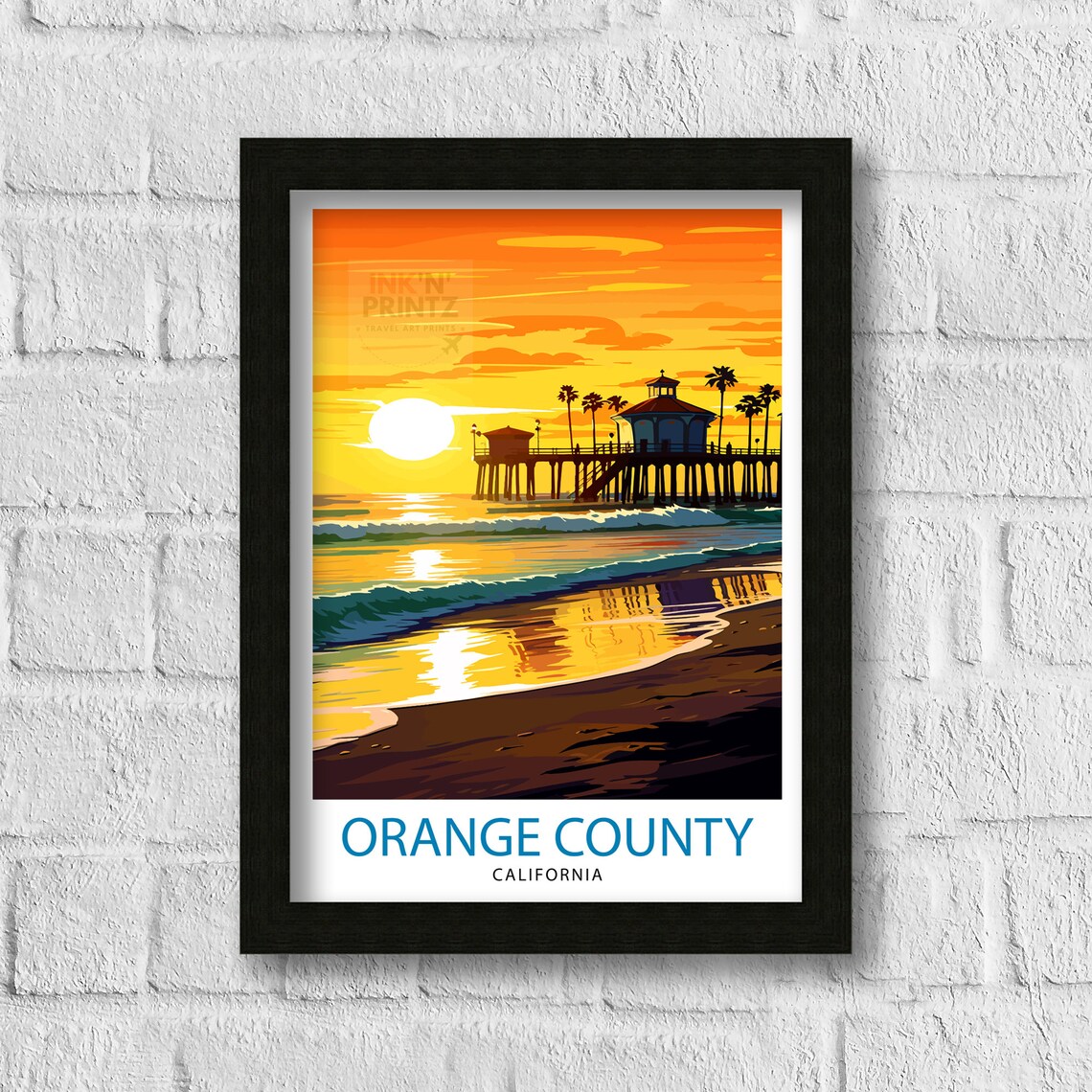 Orange County California Travel Poster, OC Wall Decor - Image 3