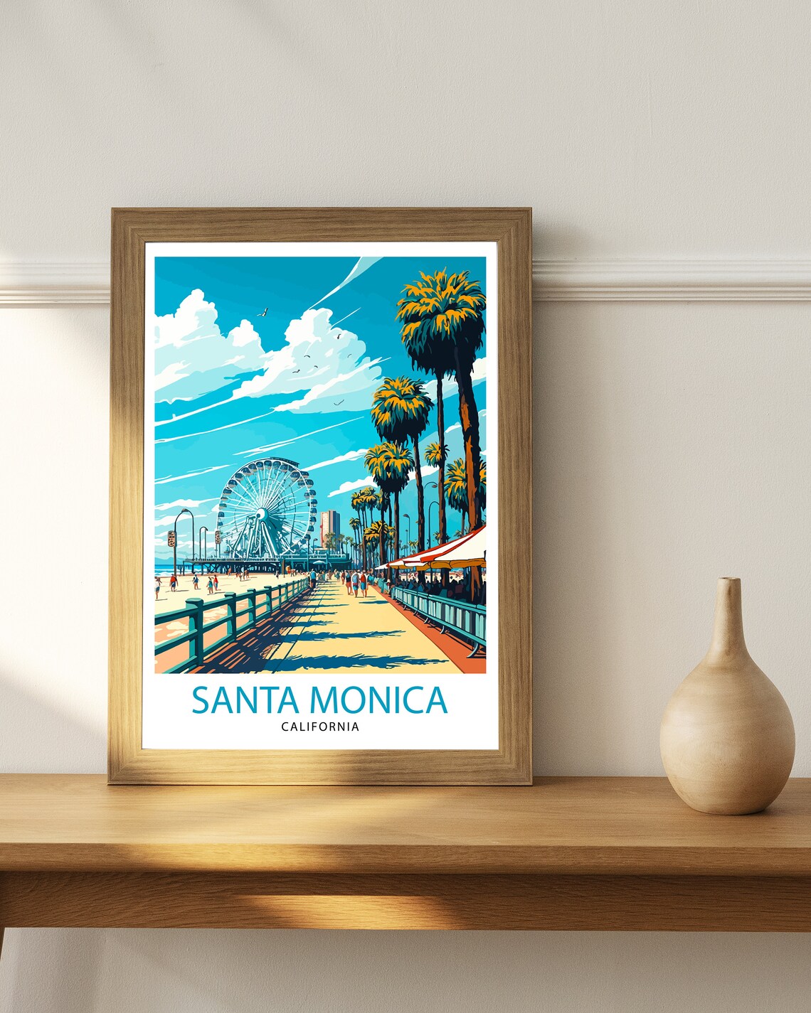 Santa Monica Beach Travel Poster, California Decor - Image 3
