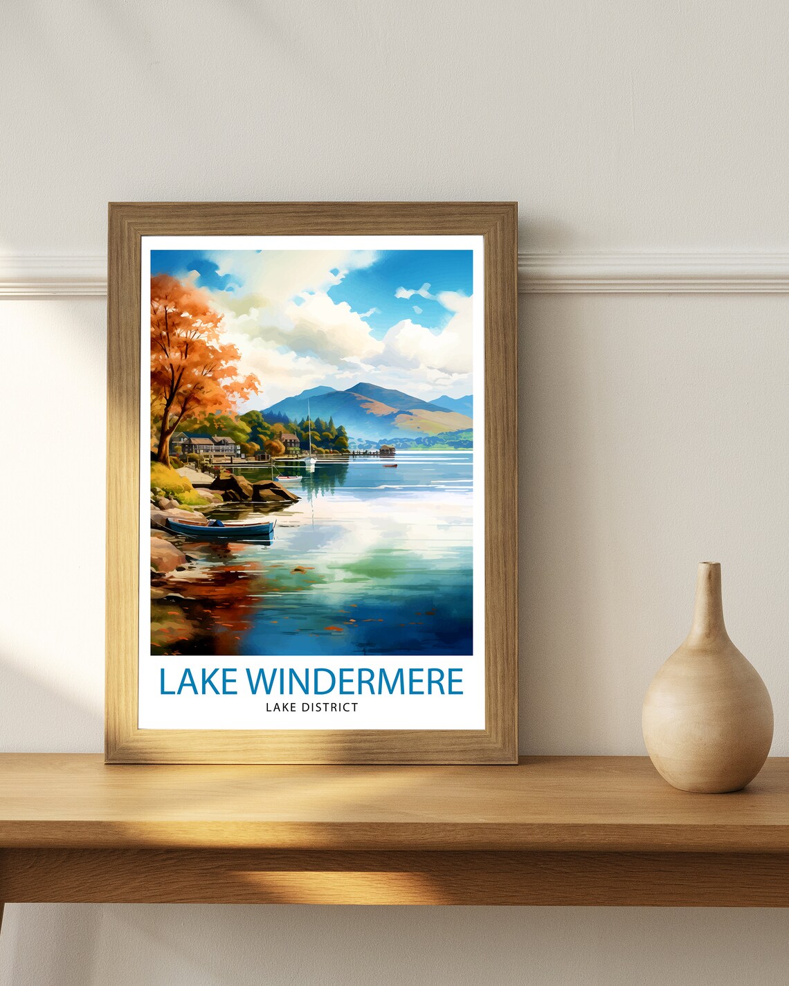 Lake Windermere Travel Print, Lake District Art - Image 3