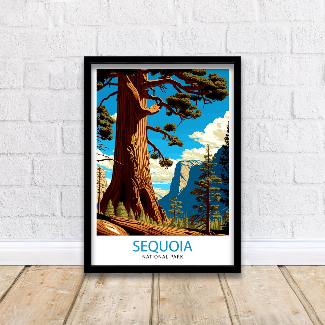 Sequoia National Park Giant Redwood Tree Vintage Travel Poster - Image 2