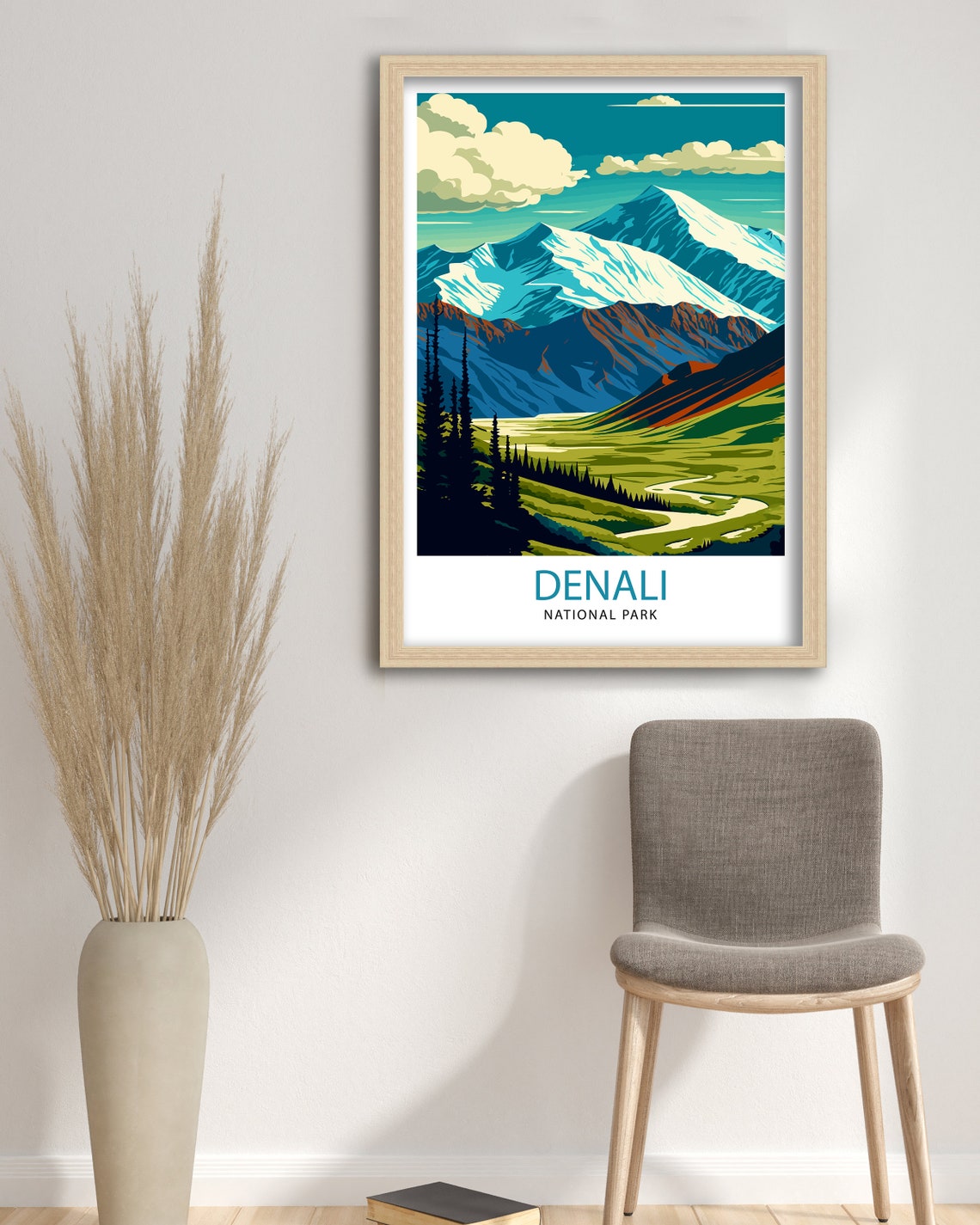 Denali National Park Alaska Snow Capped Mountain Valley Vista Poster - Image 3