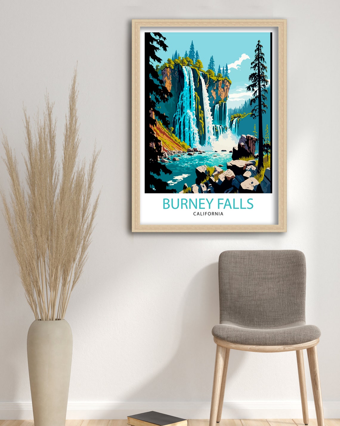 Burney Falls California Waterfall Pine Forest Pool Travel Poster - Image 3