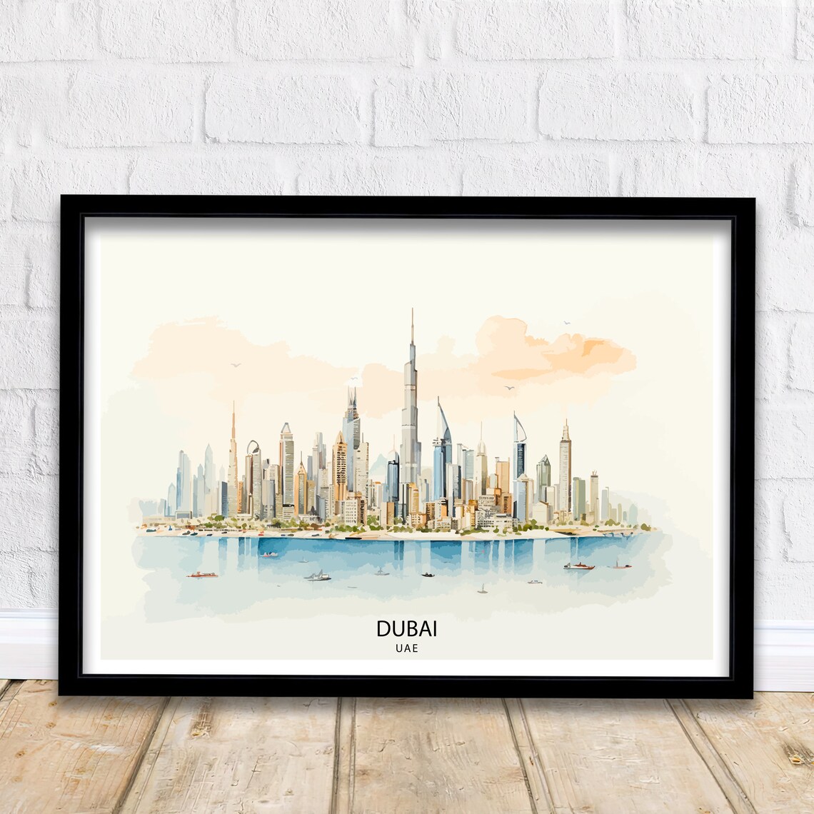 Dubai Uae Modern Cityscape Art Print, Skyline