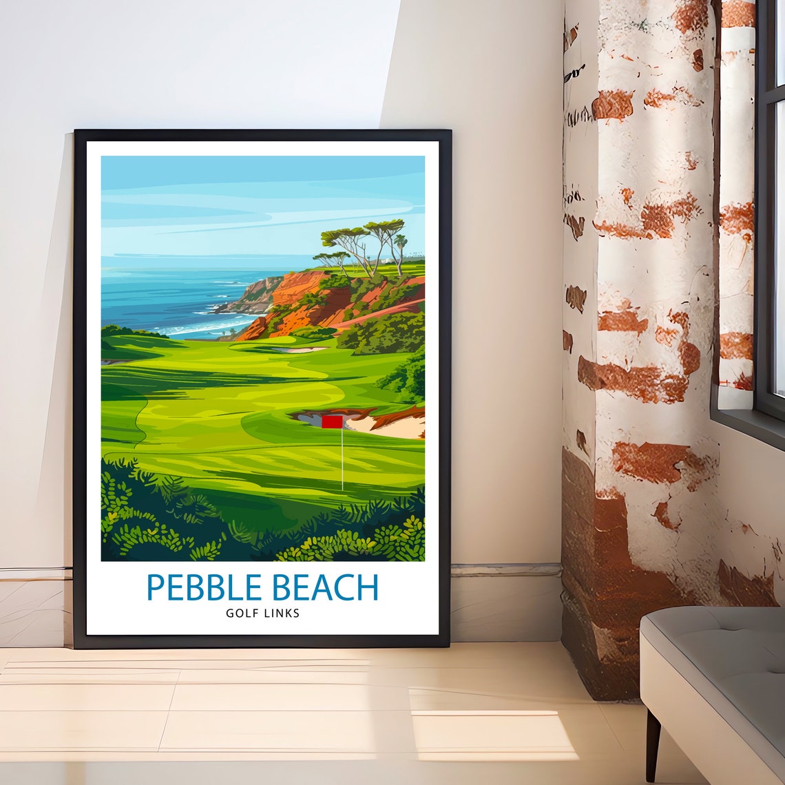 Pebble Beach Golf Links Ocean Cliff Course California Travel Poster - Image 2
