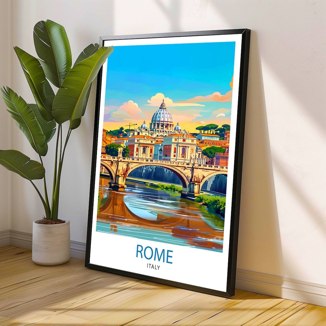 Rome Italy St Peters Basilica Tiber Bridge Sunset Travel Poster - Image 3