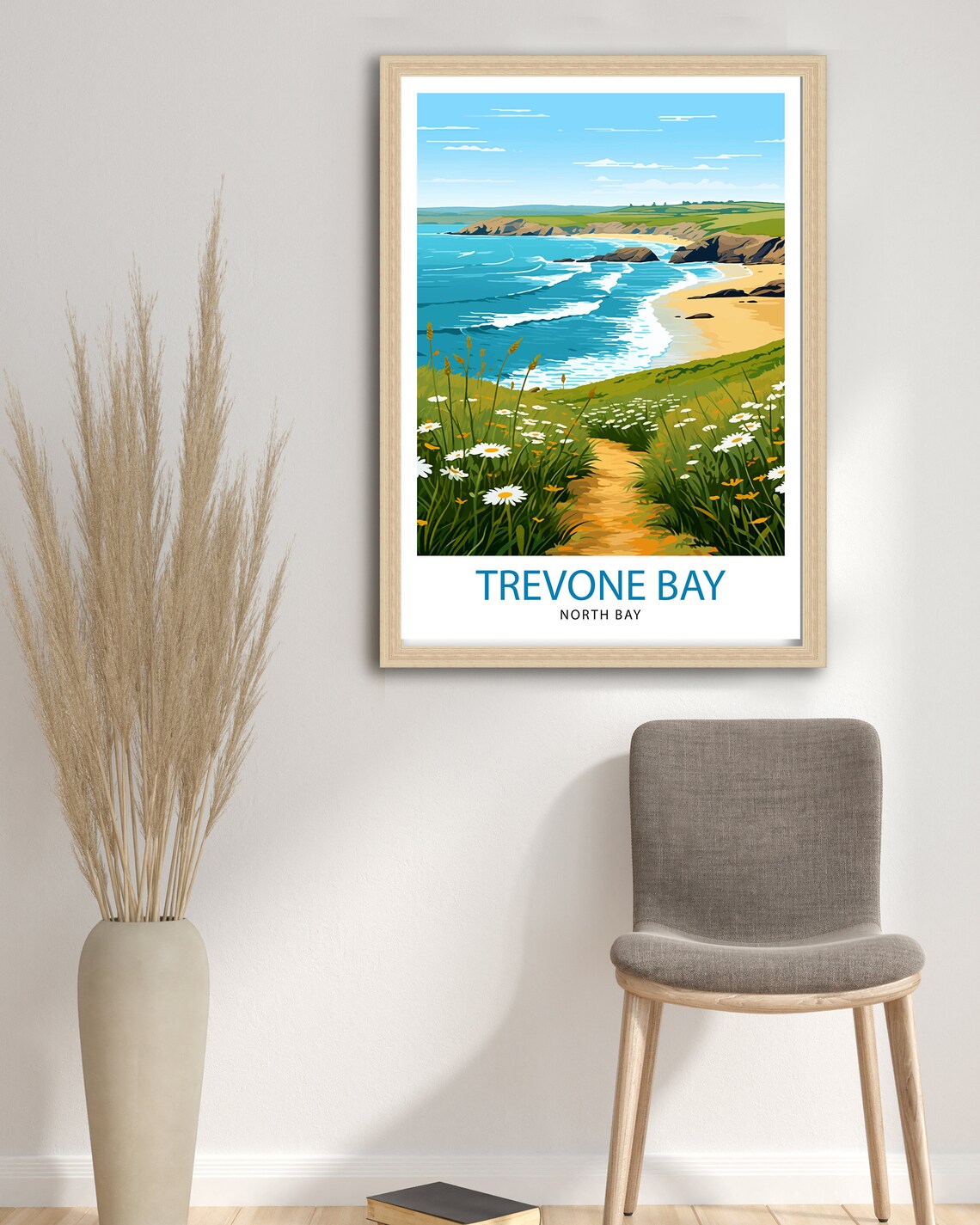 Trevone Bay Cornwall Travel Poster, Place Print - Image 3
