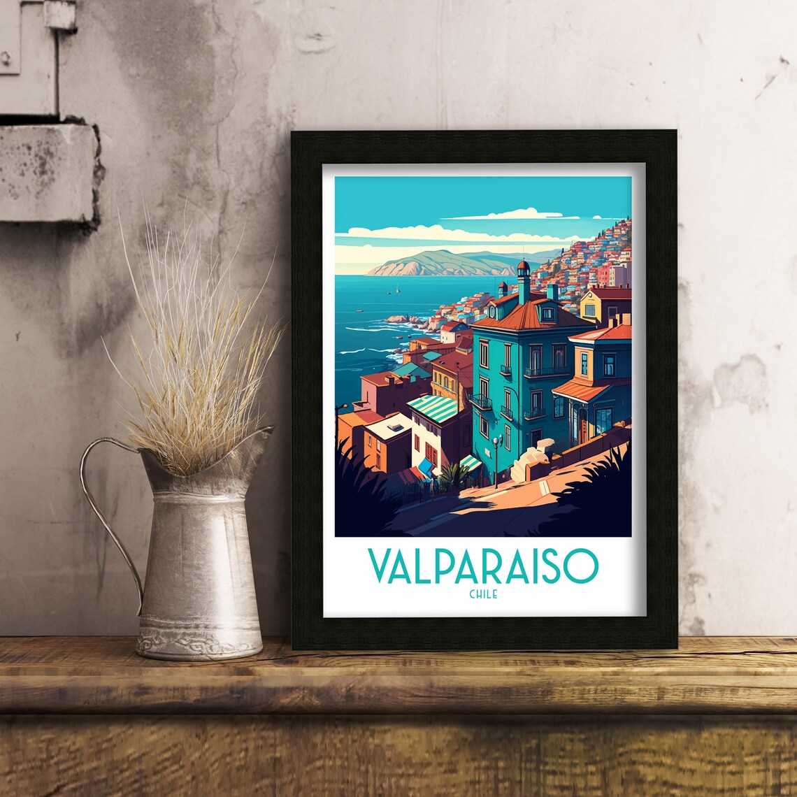 Valparaiso Chile Travel Poster, Latin America Art - Image 3