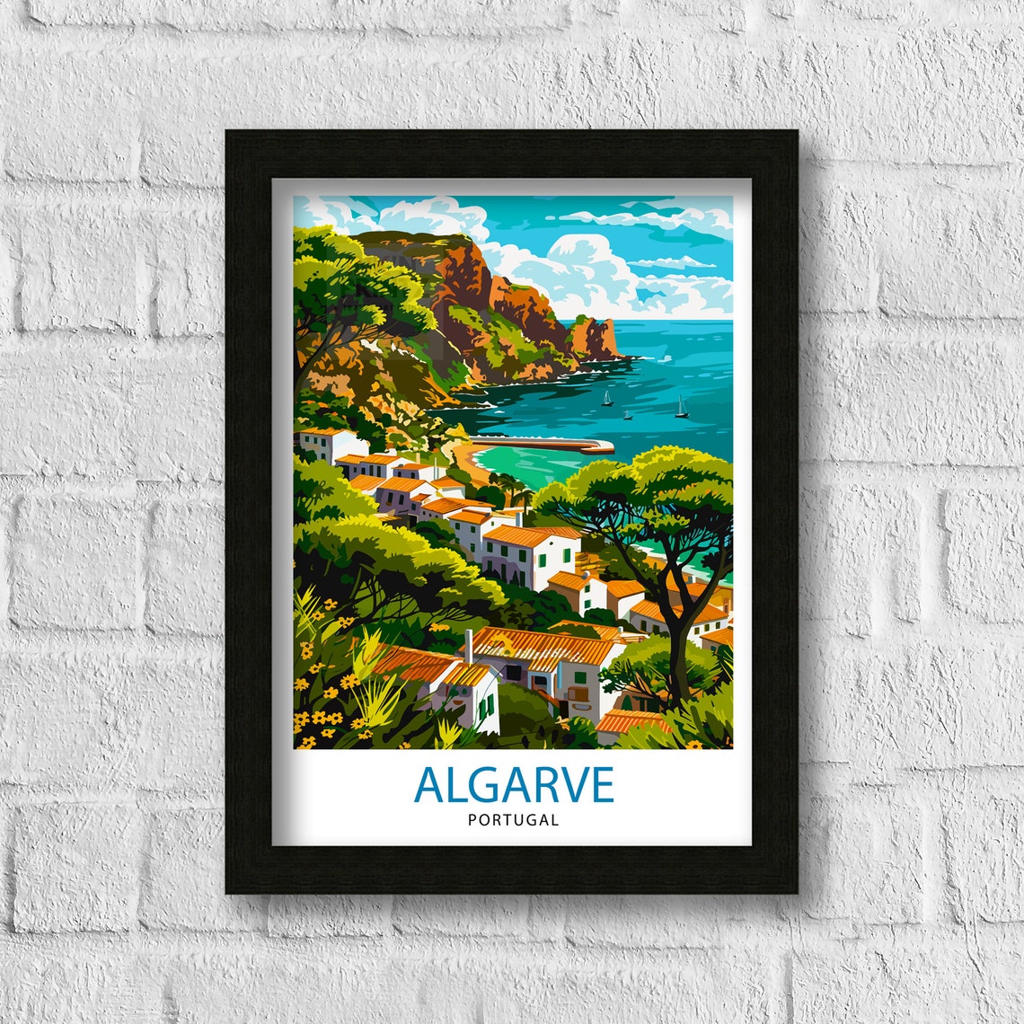 Algarve Portugal Travel Print Algarve Wall Decor Algarve Poster Portugal Travel Prints Algarve Art Print Algarve Illustration Algarve Wall - Image 3