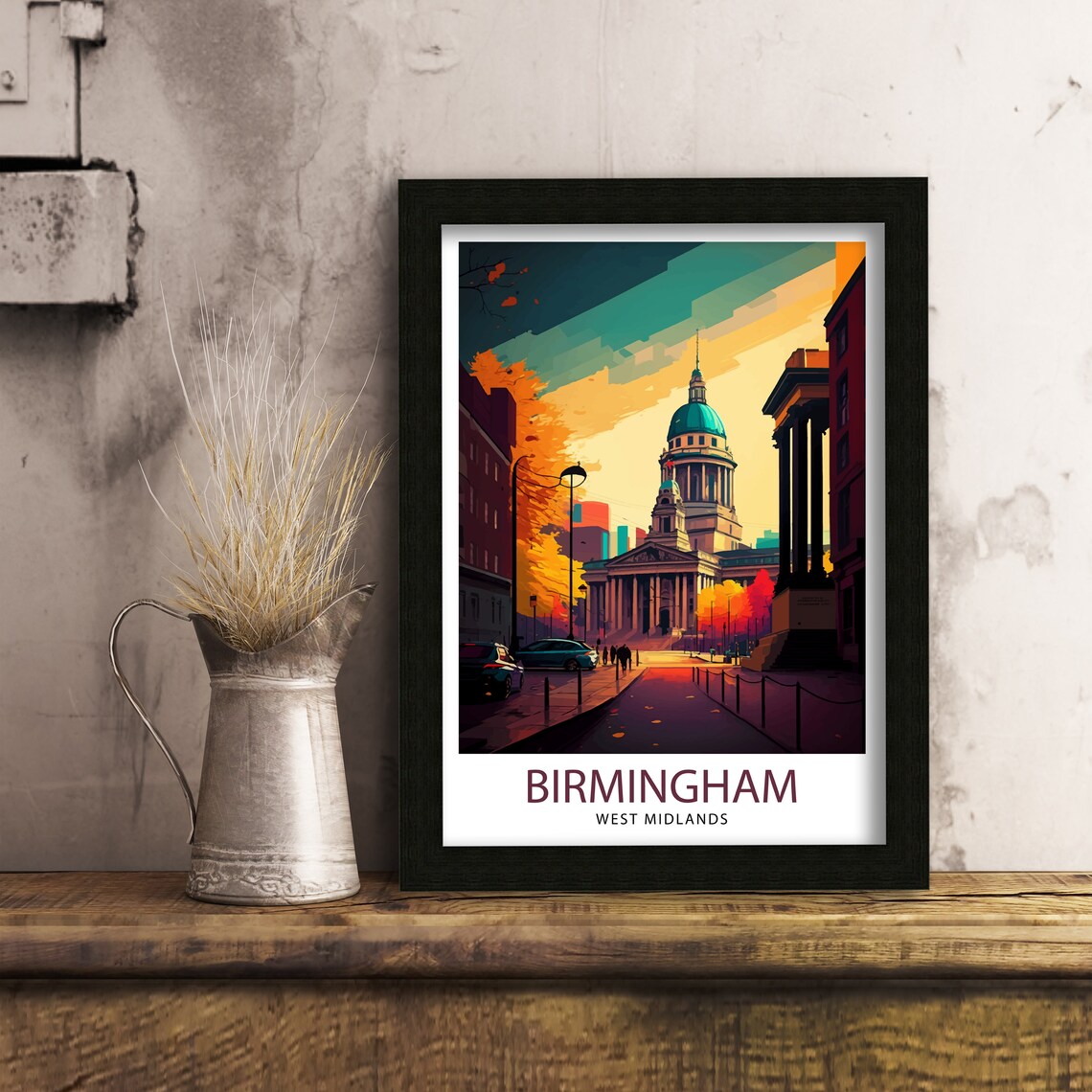 Birmingham England Travel Poster, Cityscape Art Print - Image 2