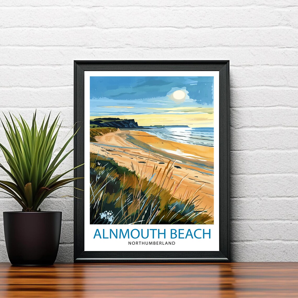 Alnmouth Beach Northumberland Golden Hour Coastal Travel Poster - Image 2