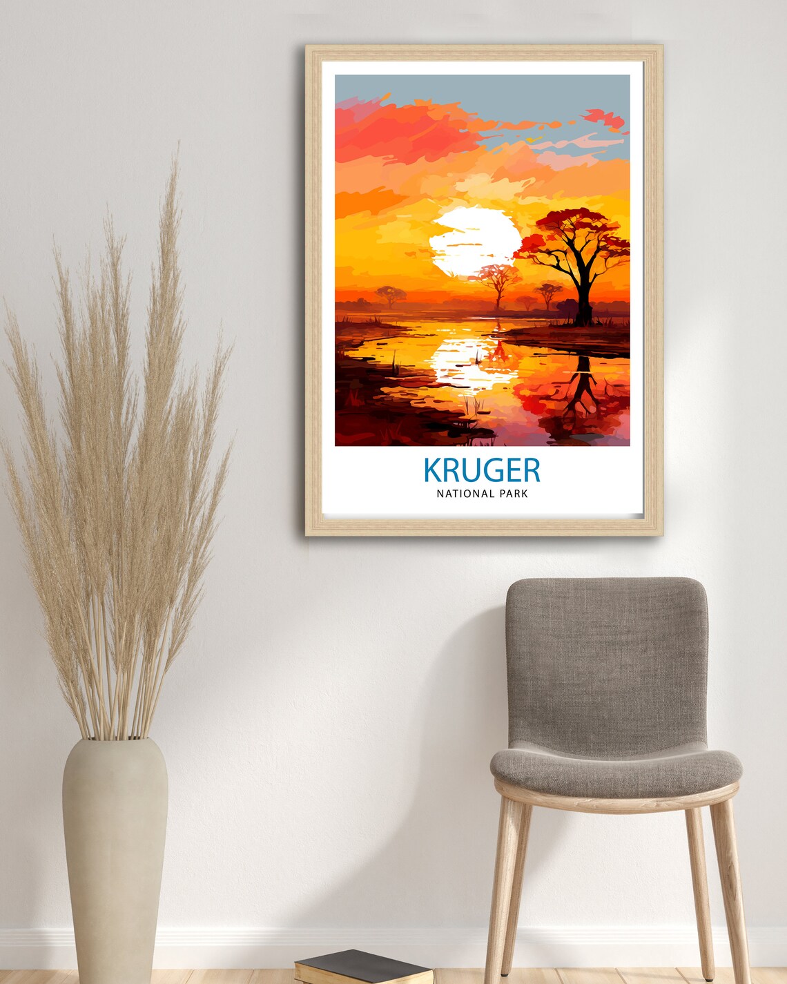 Kruger National Park African Sunset Savanna Wildlife Scene Poster - Image 2