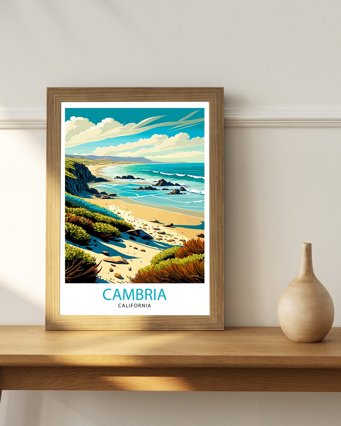 Cambria California Rocky Pacific Coast Cove Vintage Travel Poster - Image 2