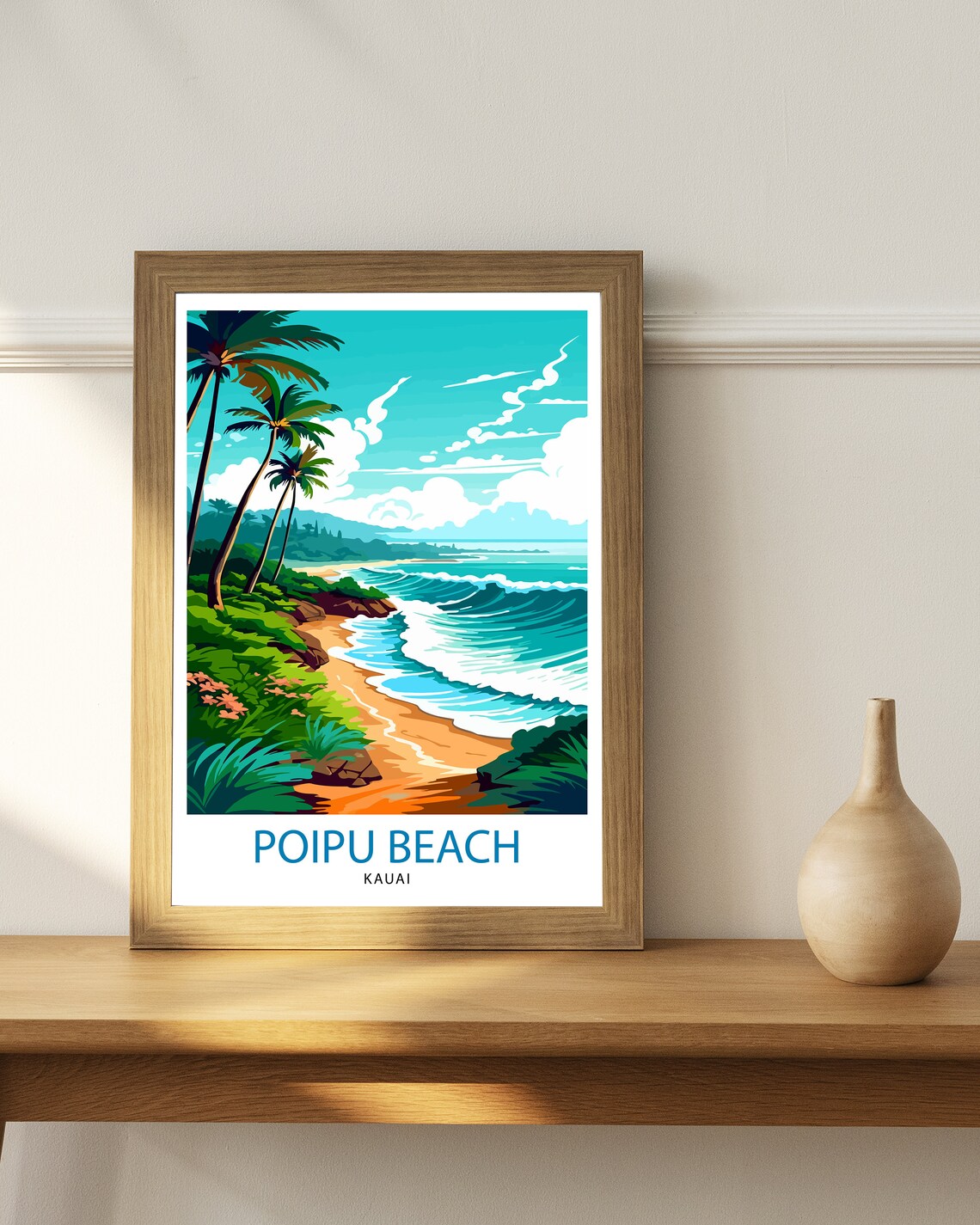 Poipu Beach Kauai Travel Poster, Hawaii Wall Decor - Image 2