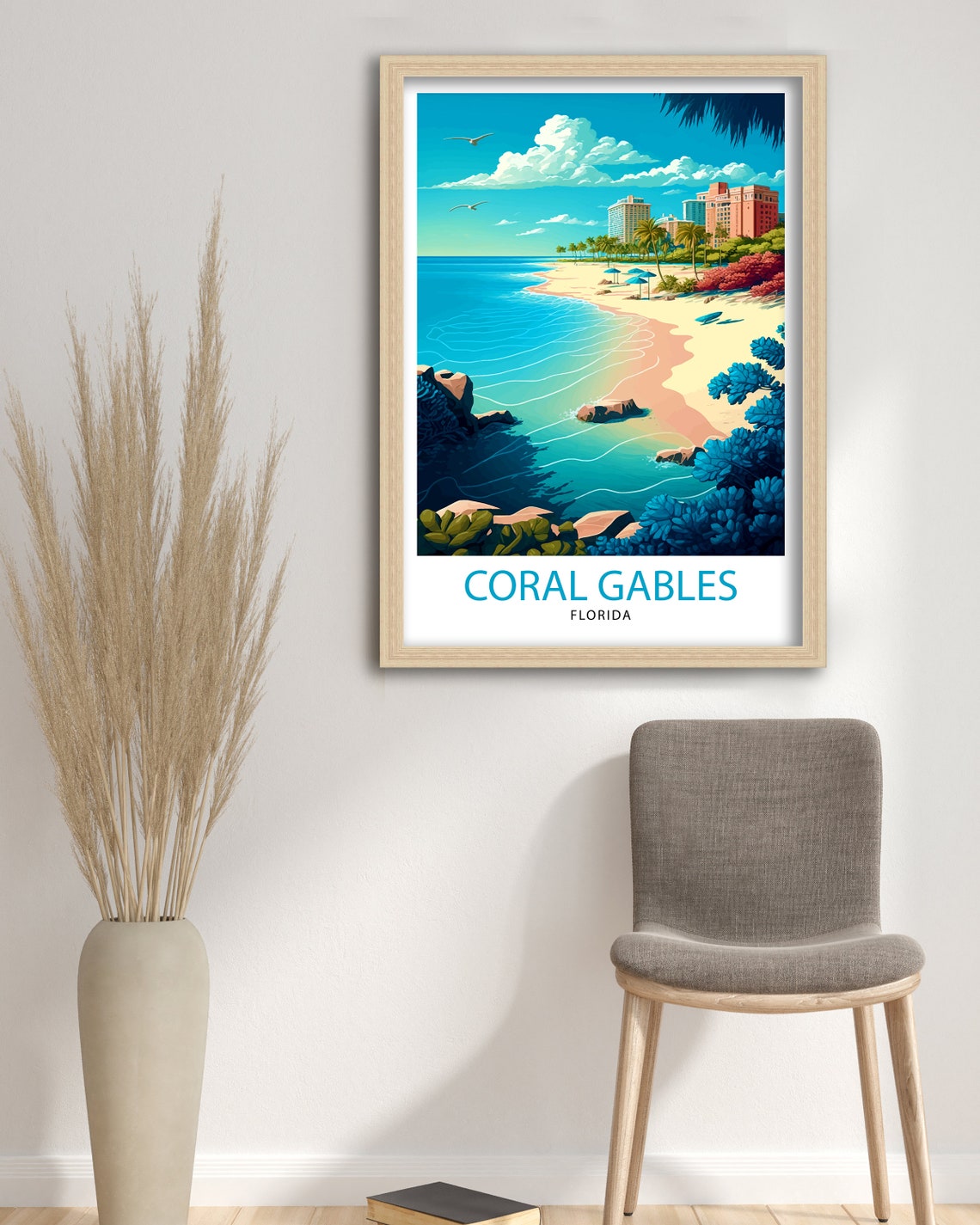 Coral Gables Florida Beach Waterfront Resort Coast Travel Poster - Image 3